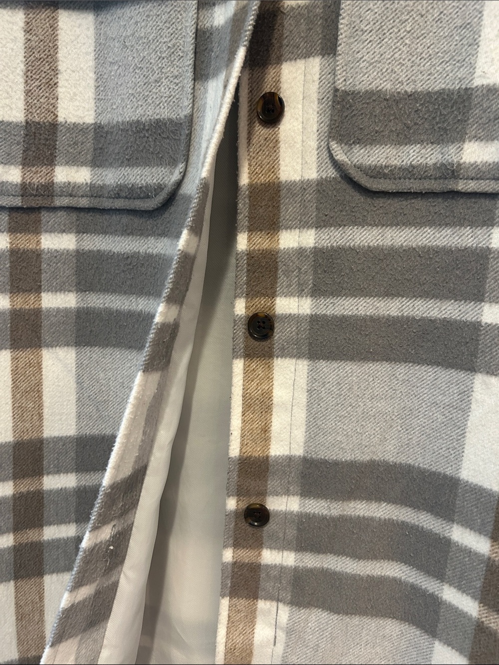 Banana Republic Gray, White & Brown Plaid Utility Jacket - Picture 4 of 10